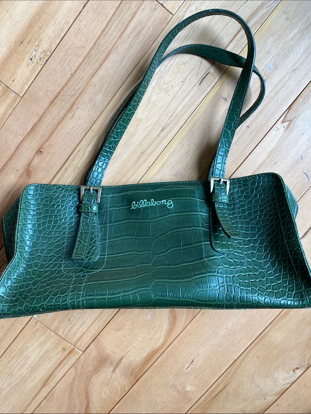 Billabong Dark Green Croc-Embossed Shoulder Bag